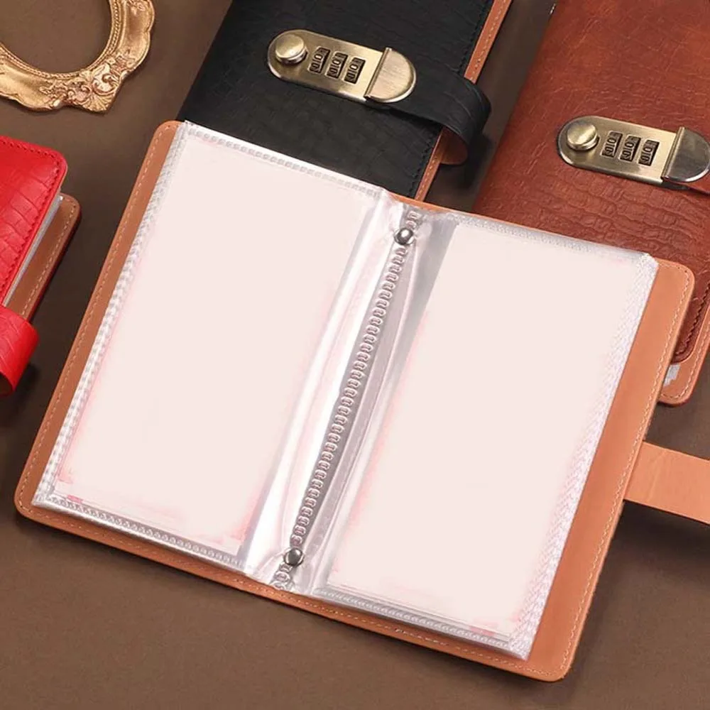 With Password Lock Saving Money Binder Savings Handbook Wallet Storage Budget Binder with Lock Imitation Crocodile PU Leather A6 - view 2