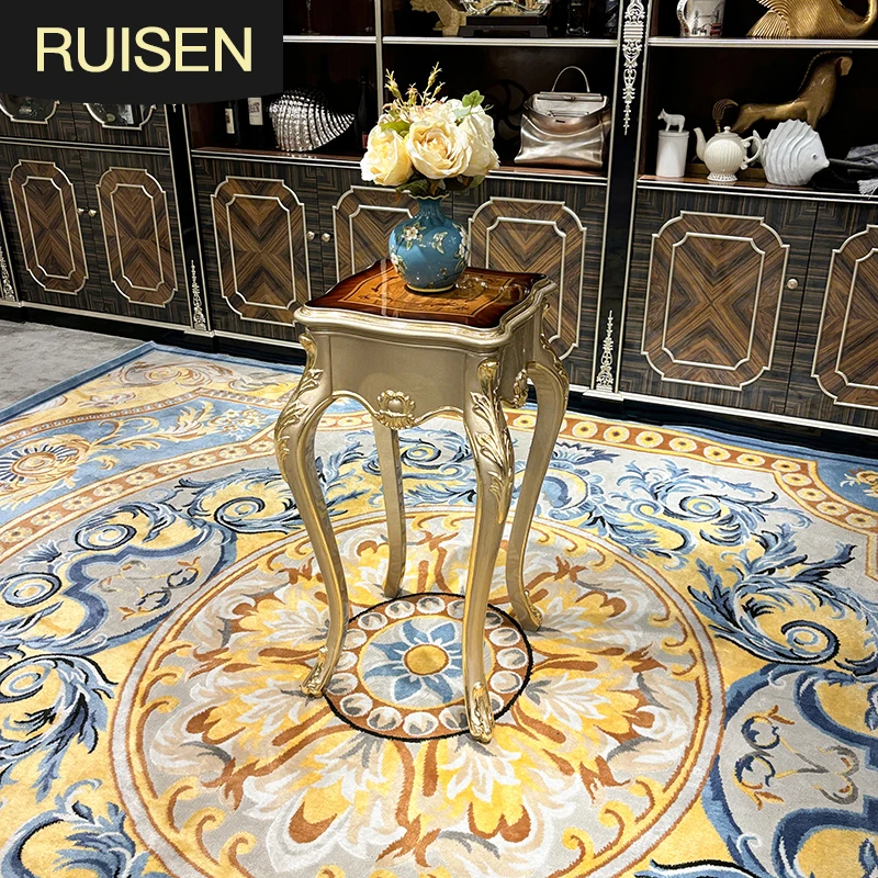 French solid wood flower stand european palace luxury carved storage rack floor-standing neoclassical flower pot stand