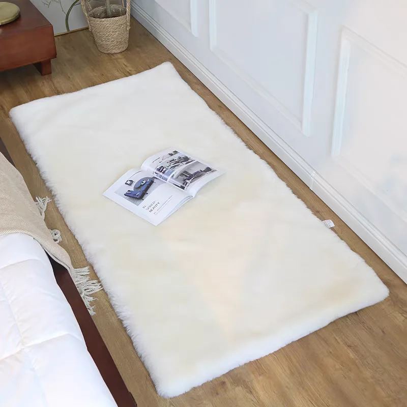 

Новый коврик из искусственного кроличьего меха для кровати, дивана, балкона, эркера, пушистый коврик для спальни, моющийся