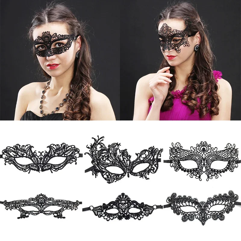Sexy Lace Eye Mask for Women Hollow Lace Masquerade Face Mask Party Cosplay Prom Props Halloween Nightclub Fancy Black Eye Masks