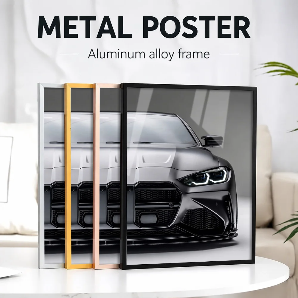 Sleek Gray Germany M4 Front View Metal Poster With Aluminum Alloy Frame Customized Photo Blueprint Style Wall Art For Man Cave