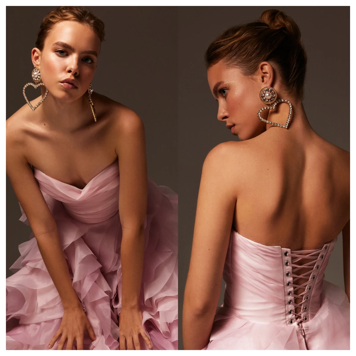 

Customized Delicate Pink Tulle Evening Dress Strapless Homecoming Dress Vestido De Festa Lace Up Back High Quality Modern