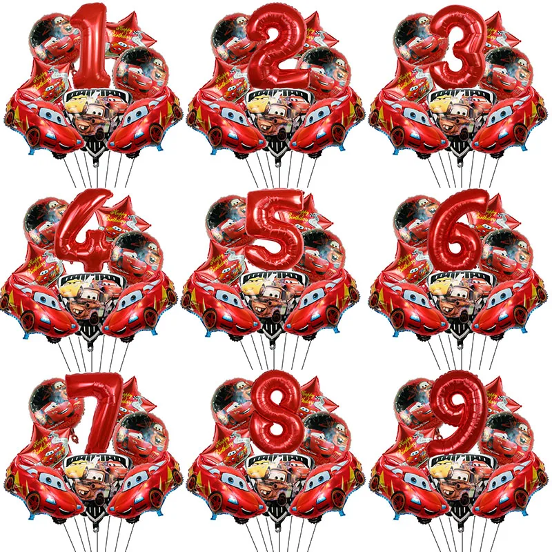 8 قطعة البرق ماكوين احباط بالونات الهيليوم مجموعة أرقام 1-9 سنة استحمام الطفل الاطفال سباق السيارات تحت عنوان حفلة عيد ميلاد الديكور