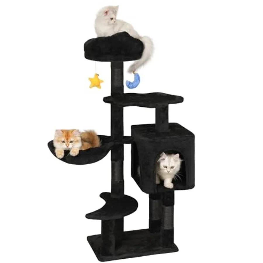 

Gothic Black Cat Tree for Indoor Kittens Small Cats Under 6 Months 9lbs 43-Inch Cute Cat Tower with Scratching Post Cat Condos