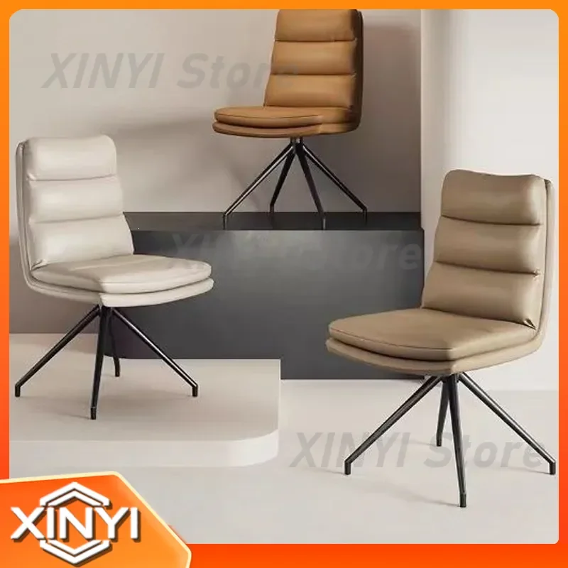Modern Back Chair Nordic Rotatable Dining Chair for Home Casual Use Leather Stool for Dining Table High Backrest Rotating