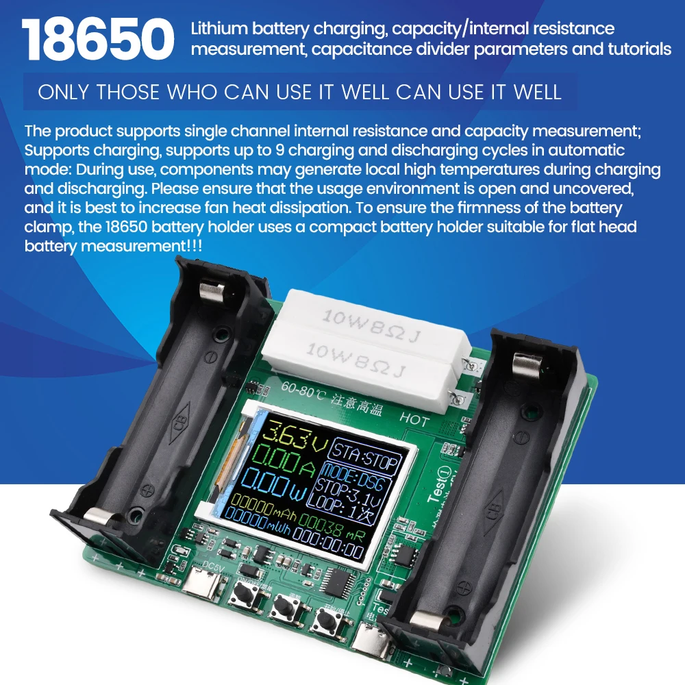 Typ-C LCD-Display Batteriekapazitätstester MAh MWh Lithiumbatterie Digitales Batterieleistungsdetektormodul 18650 Batterietester