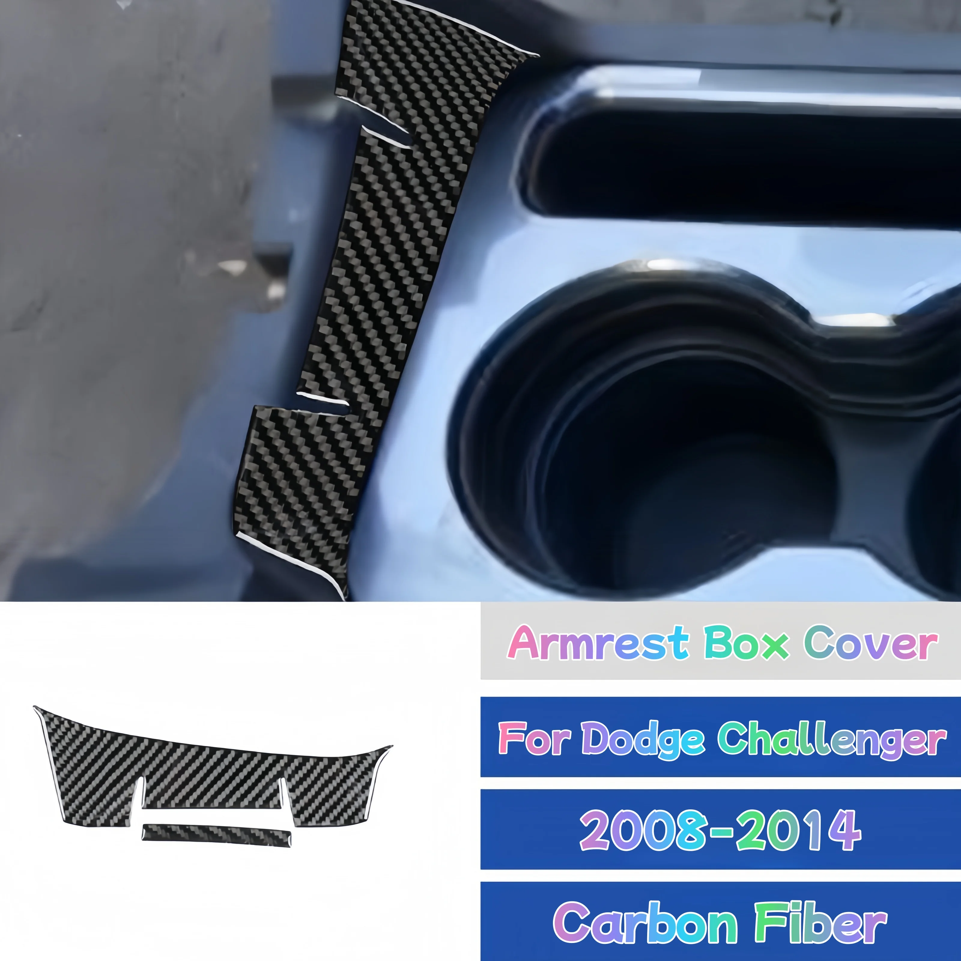 

For Dodge Challenger 2008-2014 Carbon Fiber Car Interior Center Console Armrest Storage Panel Cover Trim Sticker Car Accessoires