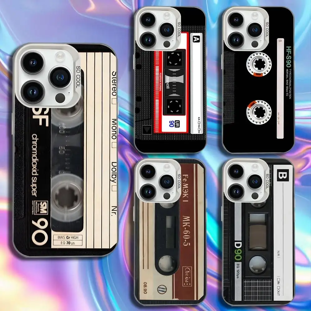 

Cassette Tape Phone Case For iPhone 16,15,14,13,12,11,Mini,Pro,SE,MAX White Matte Shockproof Cover