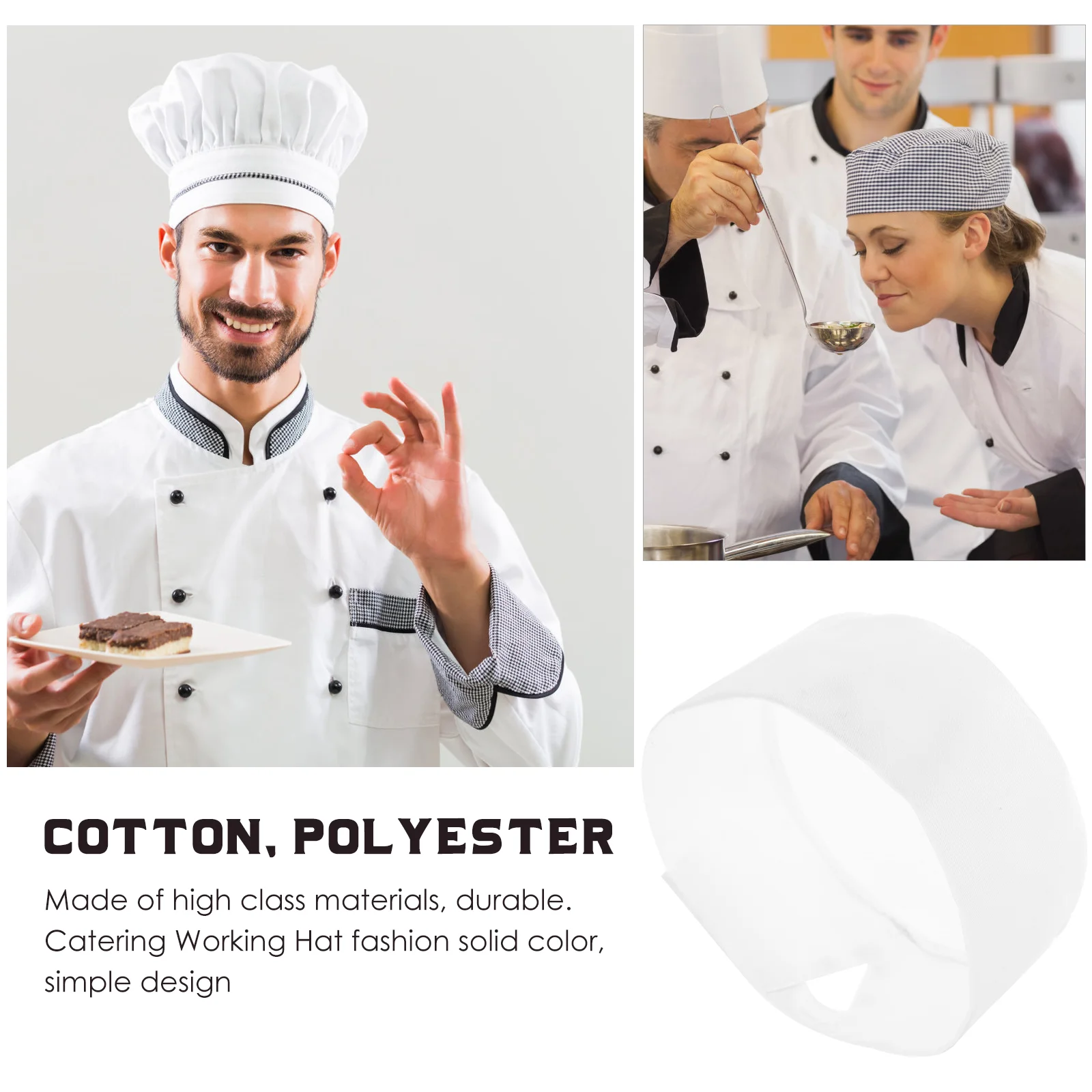 Chef Hat Hats Bakery Cook Waiter for Kitchen With Money Universal Restaurant Polyester Uniform Men and Women