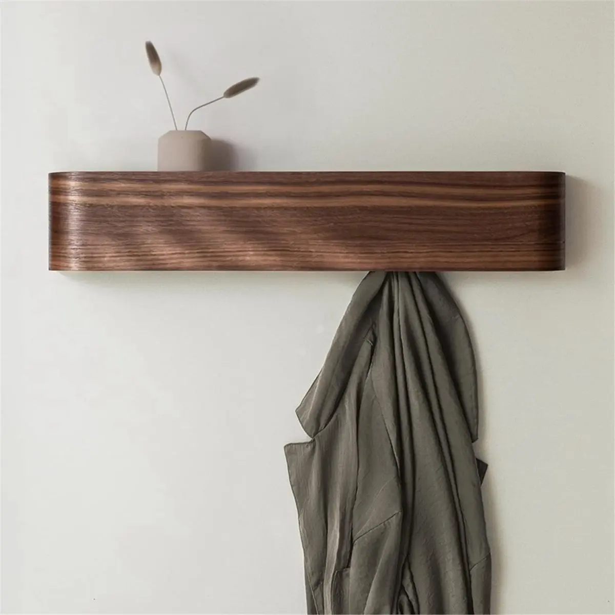2026 New Tool Coat Rack Wall Mount with Hidden Hook Modern Key Holder Wood Entryway Hooks with Shelf for Bedroom Kitchen Hallway
