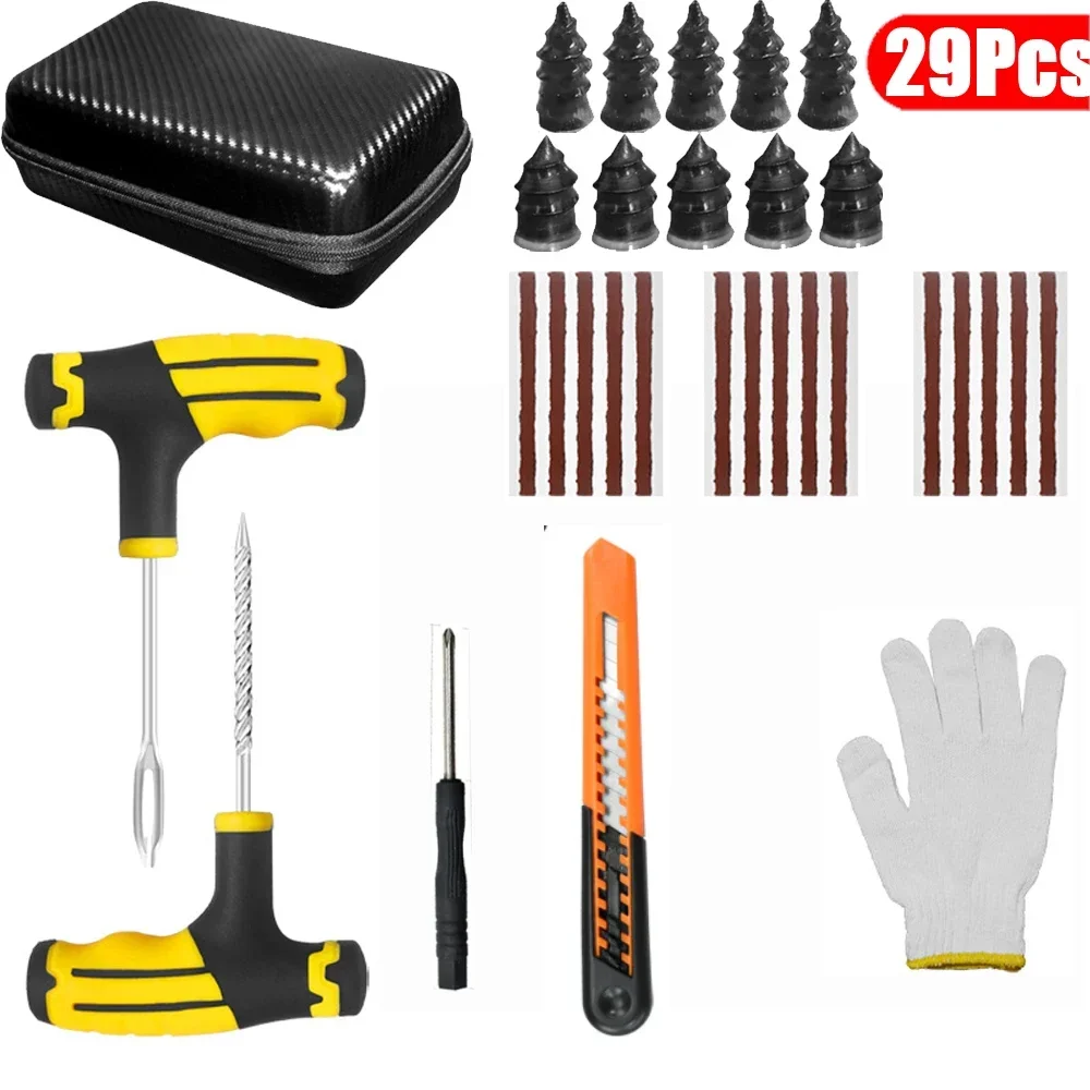 7-31Pcs Car Tire Repair Tool Auto Bike Tubeless Tire Tyre Puncture Tire Repair Kit Plug Garage Repair Plug Tools Kit Accessories
