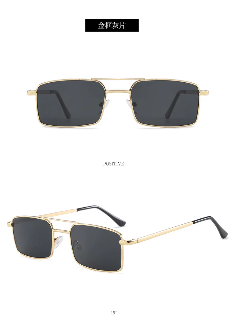 Vintage quadratische Sonnenbrille für Damen und Herren, Metallrahmen, rechteckige Sonnenbrille, Damenbrille, Herrenbrille, Unisex-Brille – Detail 11