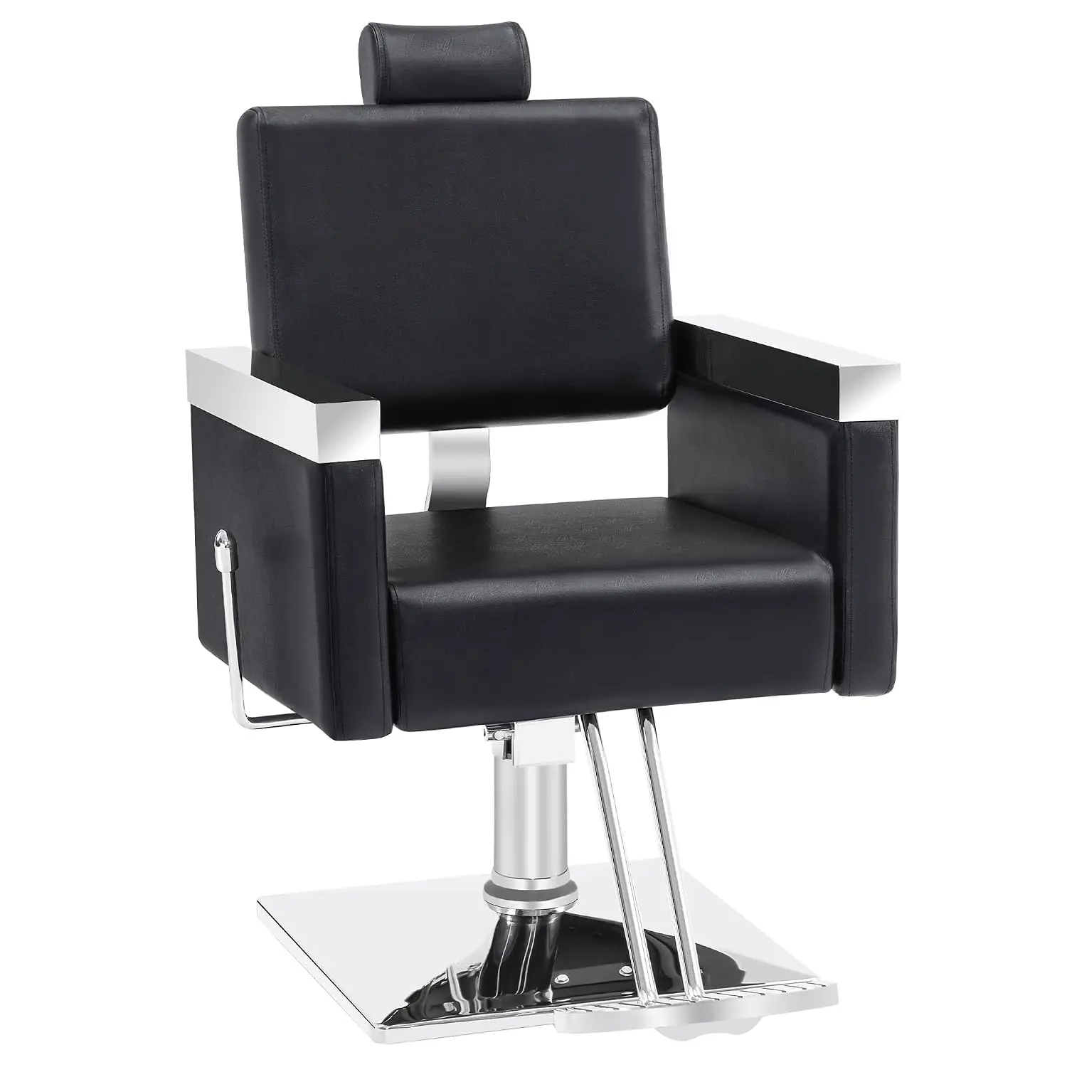Reclining Hydraulic Barber Chair, Salon Spa Styling Chair with 360° Swivel, Adjustable Backrest, Heavy Duty, Black, Customized