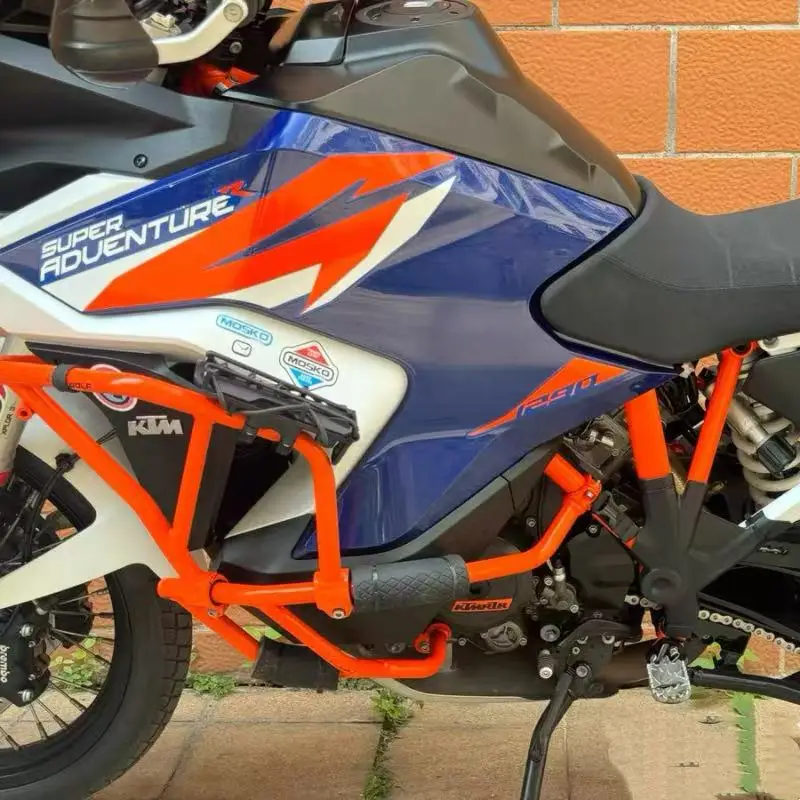 Upper Lower Orange Crash Bar for KTM 1290 Super Adventure S / R 21-26 Engine Guard Black