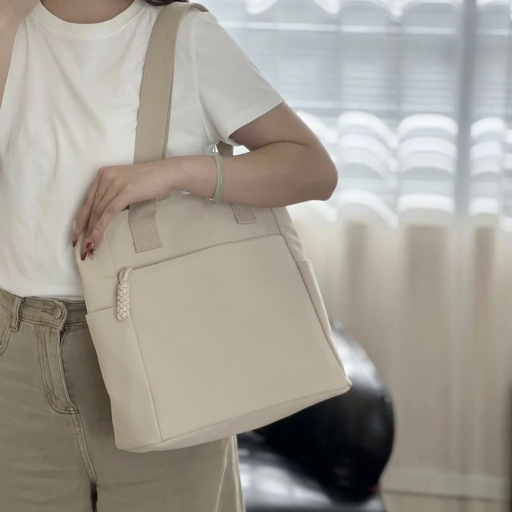 Commuter Tote Bag Rigid Large Capacity Shopping Bag  Minimalist Tote  For Short Trips Student Class Casual