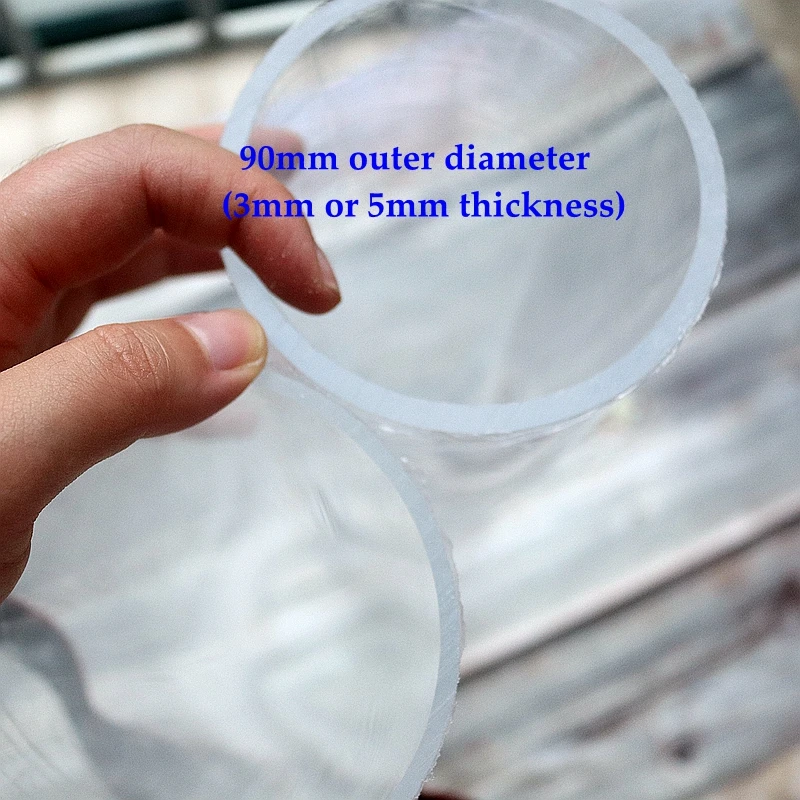 2pcs OD 90mm x ID 80mm/84mm x Length 50cm Acrylic Pipe Transparent Fish Tank Aquarium Supplies Plexiglass Tube Garden Water Pipe
