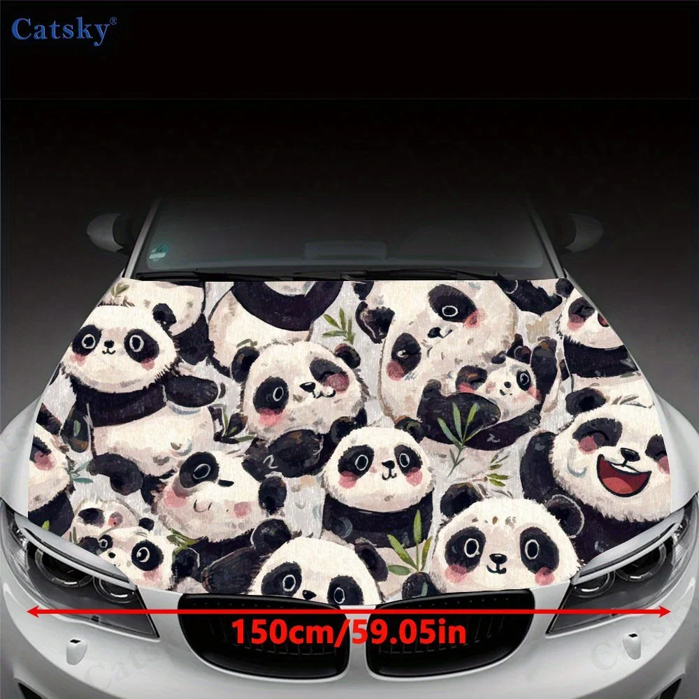 Playful Cute Panda  Decal stickers for car hoods, stickers for decorating car covers, and vinyl wraps suitable for cars, SUVs an