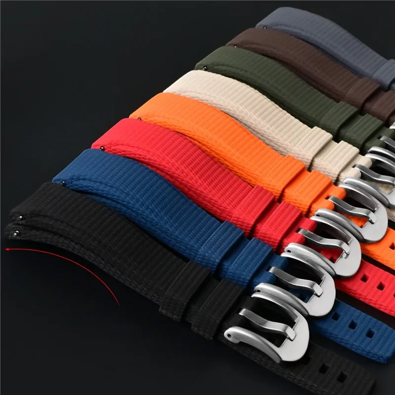Universelles FKM-Armband 18/19/20/21/22/23/24 mit Schnellverschluss und gebogenem Ende, Fluorkautschuk-Uhrenarmband für Seiko, Omega, MoonSwatch – Detail 1