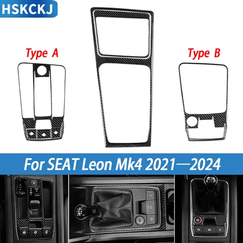 For SEAT Leon MK4 Cupra Formentor 2021—2024 Transmission Gear Shift Panel Wireless Charging Frame Carbon Fiber Trim Sticker