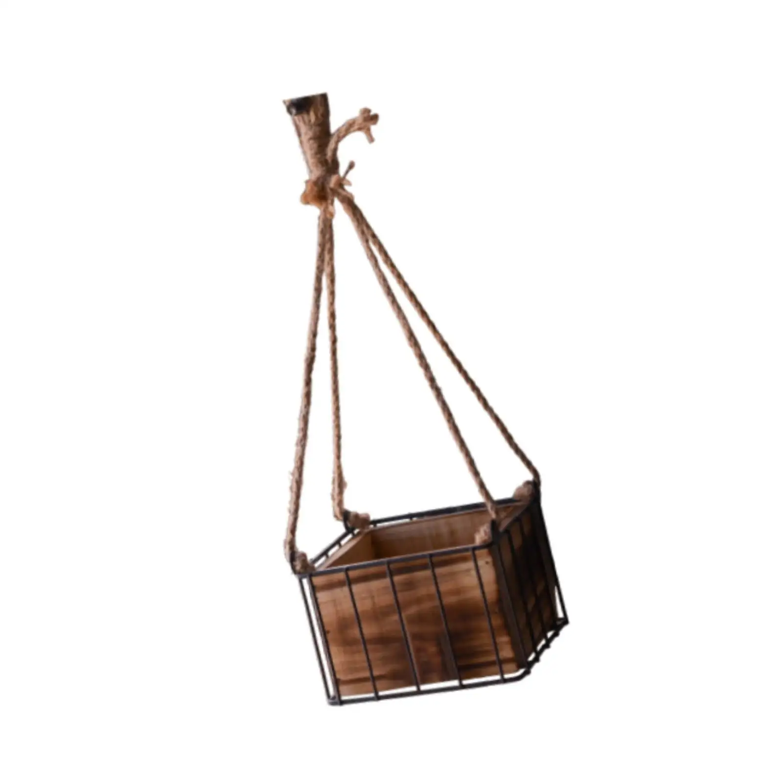 Hanging Flower Basket Ornament Flower Centerpieces Brown Hanging Flower Pot Flower Holder for Balcony Deck Spring Summer Yard