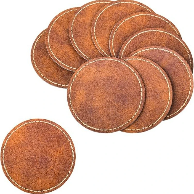 20pcs Custom Engraved Pattern Logo Blank Artificial Leather Hat Patch Laser Bonded Round Patch Hats Fabric Repair Seam Supplies