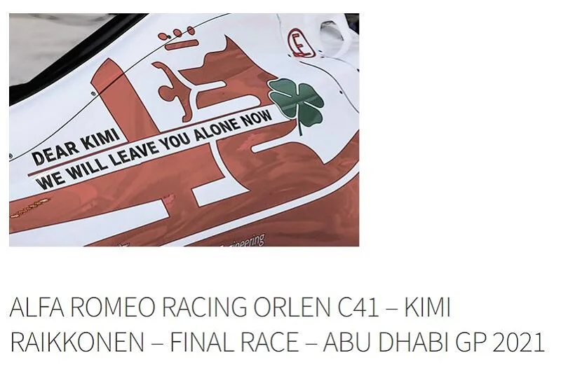 MINICHAMPS 1:18 2021 F1 ALFA ROMEO RACING ORLEN C41 #7 KIMI FINAL RACE ABU DHABI Resin Racing Model Car