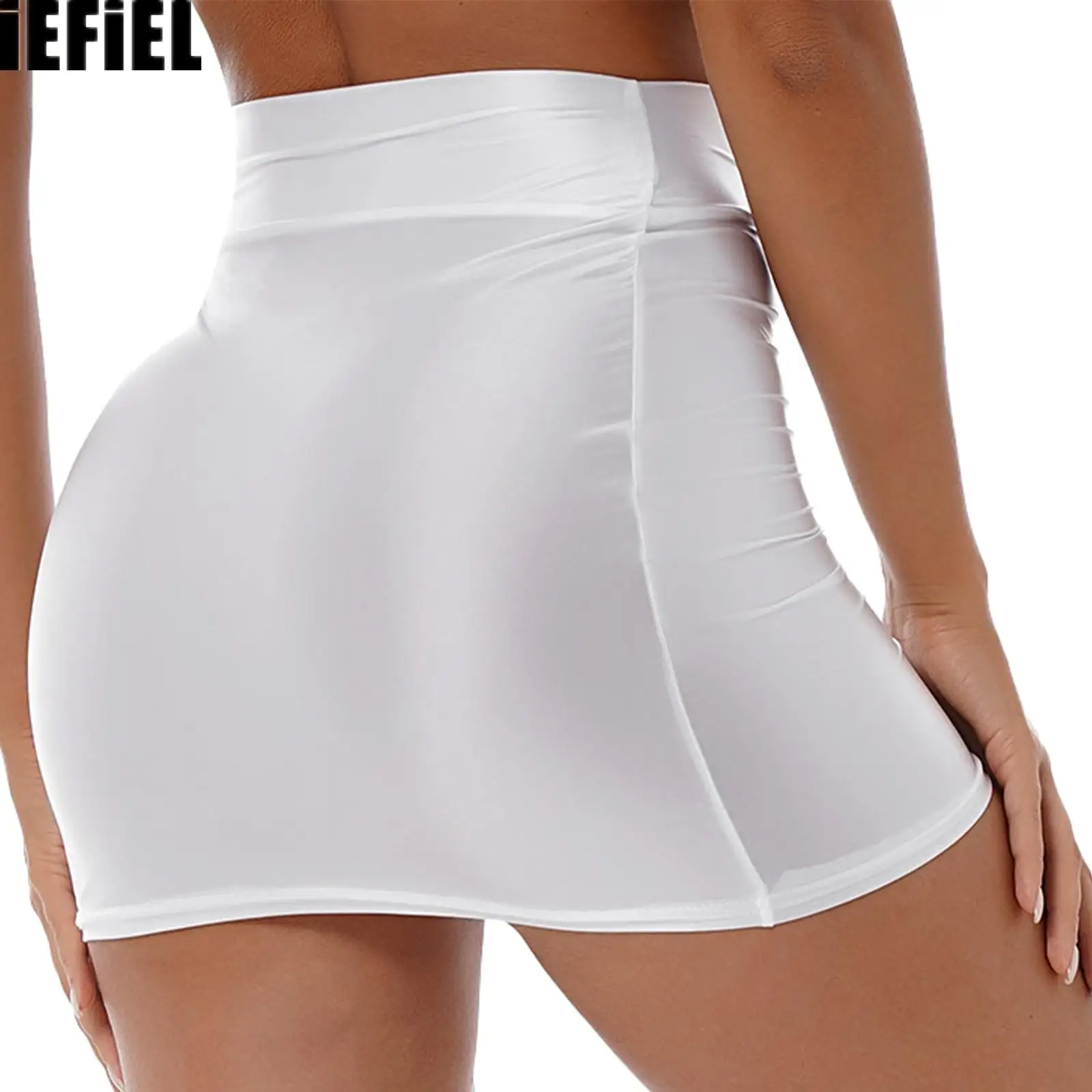 

Сексуальная Глянцевая Однотонная юбка-карандаш, Новое поступление, модная Повседневная Эластичная мини-юбка с высокой талией, летние юбки