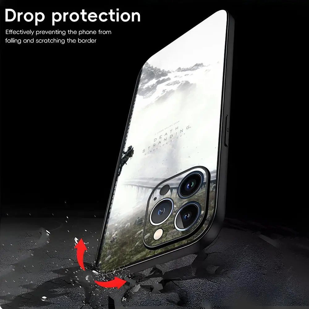 Game DEATH Adventure STRANDING Phone Case For iPhone 17 air 16 e 15 14 13 12 11 Plus Mini Pro Max Soft black Shockproof Cover