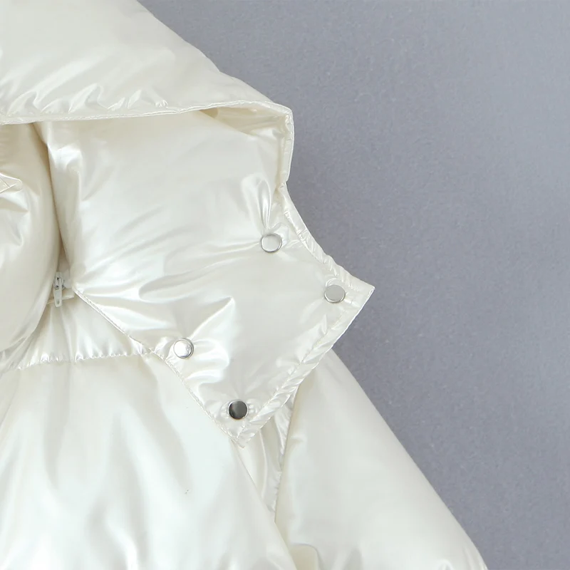 Damenkleidung, gesteppte Baumwolljacke für Damen mit abnehmbarer Kapuze und Reißverschluss, warmer, lässiger Pendlermantel für Herbst und Winter