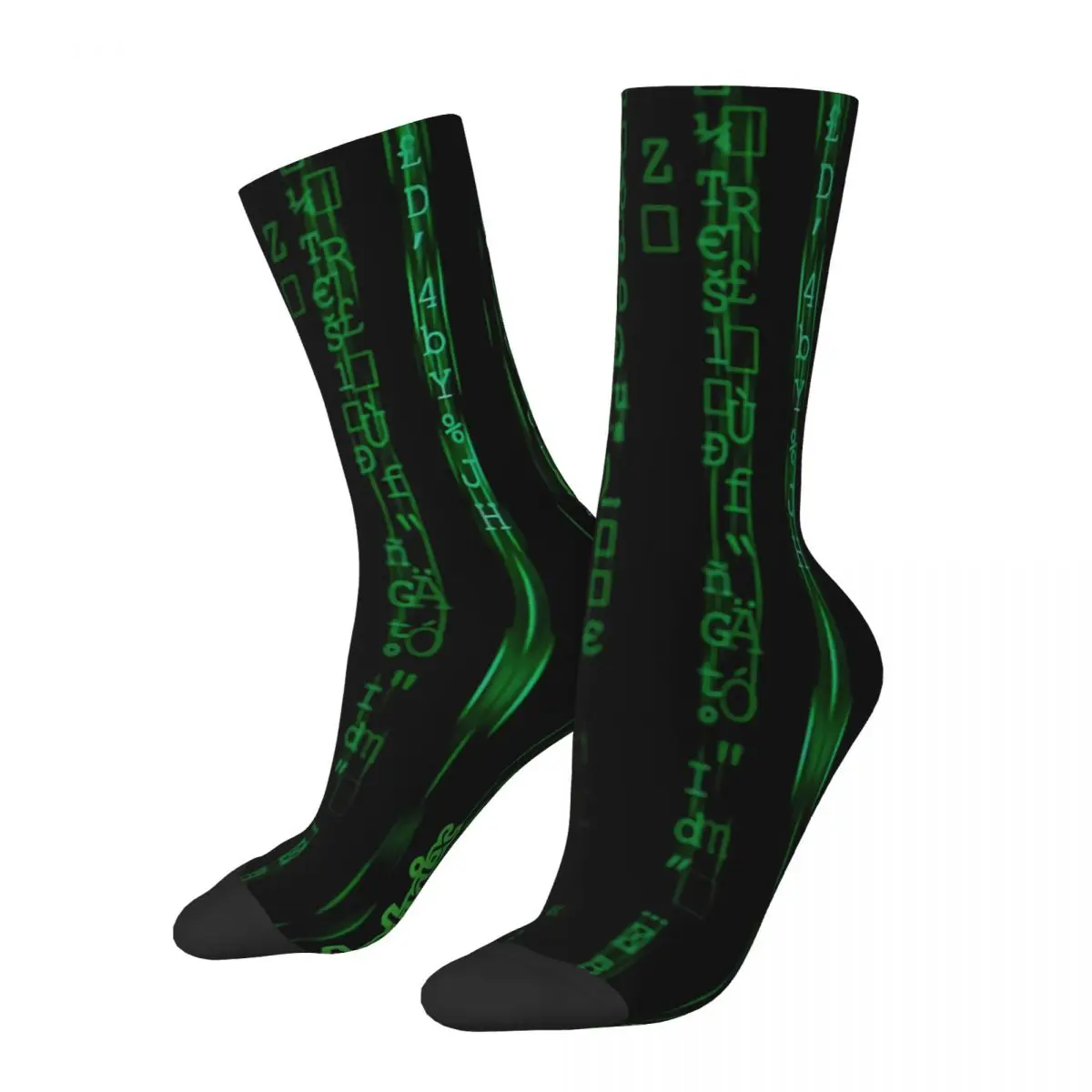 

Matrix Happy Men's Socks Vintage Coding Geek Developer CPU Street Style Crazy Crew Sock Gift Pattern Printed