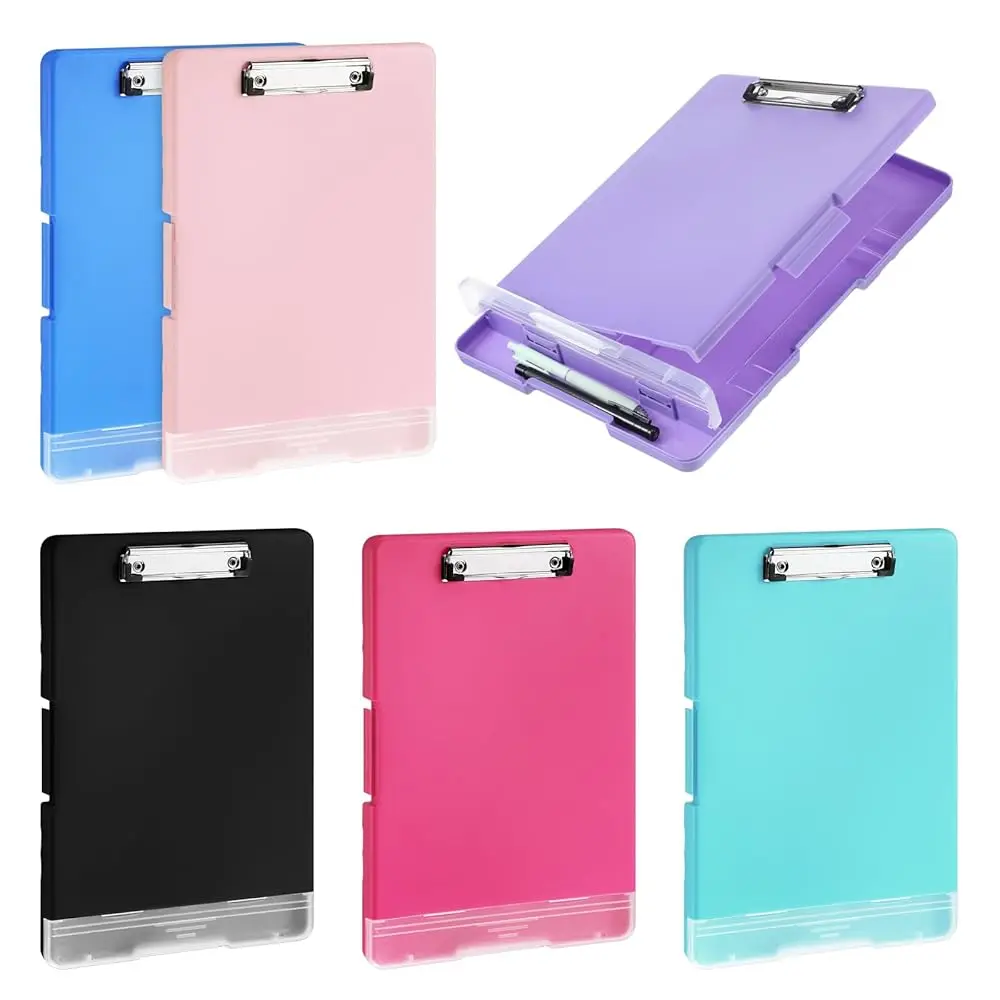 

6 Pcs Plastic Clipboard with Storage, A4 Colorful Waterproof Clipboards with Pen Holder, Heavy Duty Nursing Clipboard Folder,