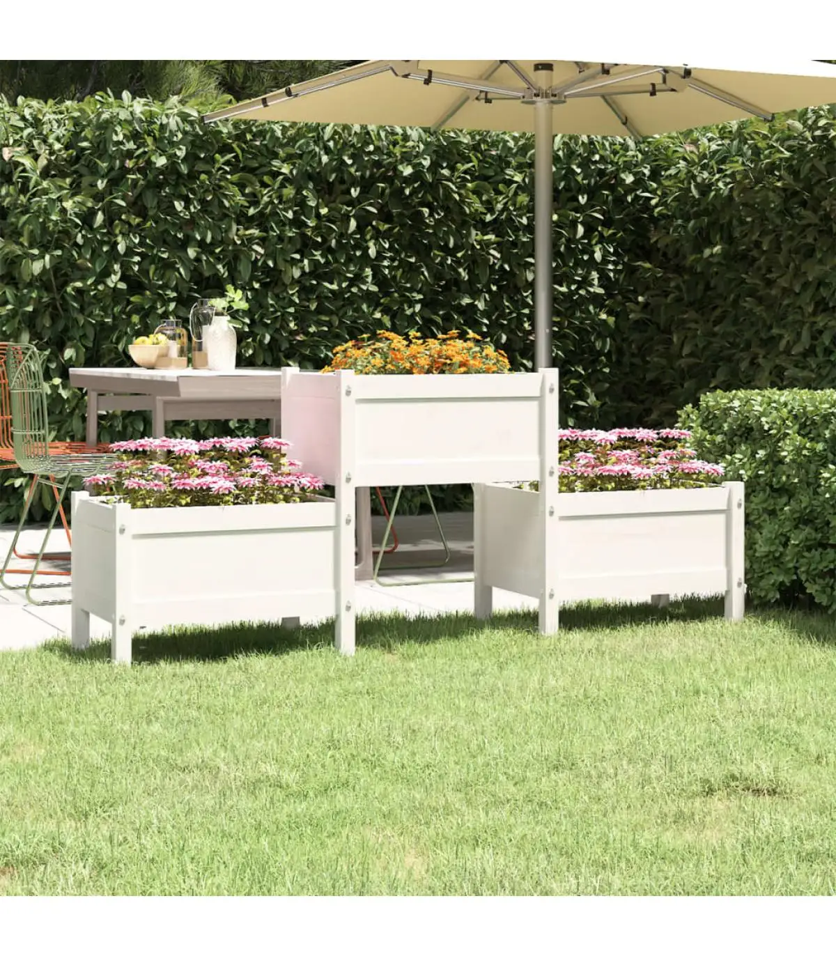 178,5x44x75 cm White Solid Pine Wood Planter and Planters