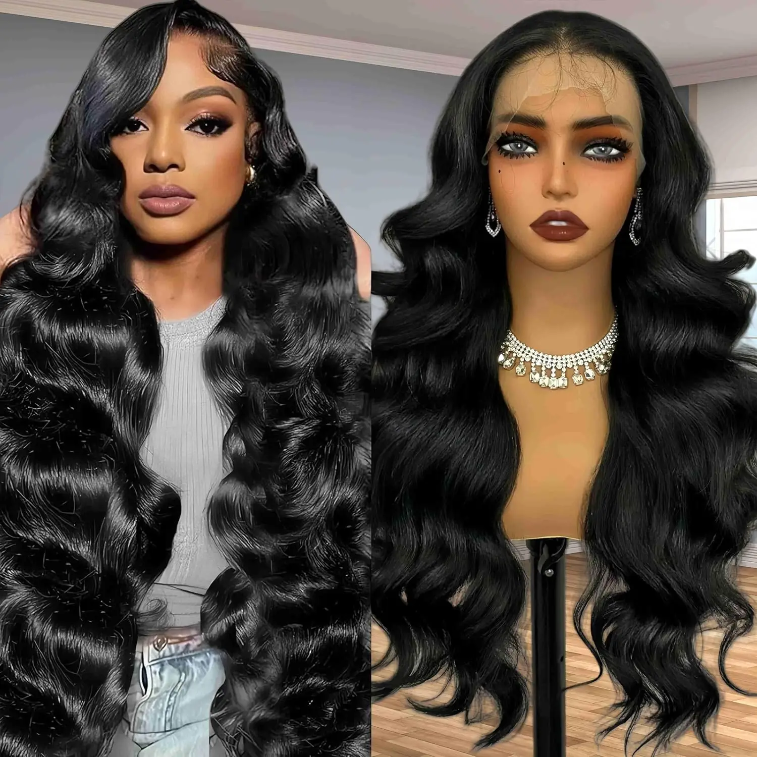 

22 42Inch HD Transparent 13x4 13x6 Body Wave Lace Front Wig 360 Full Lace Frontal Human Hair Wig For Women 300 Density Prepluck