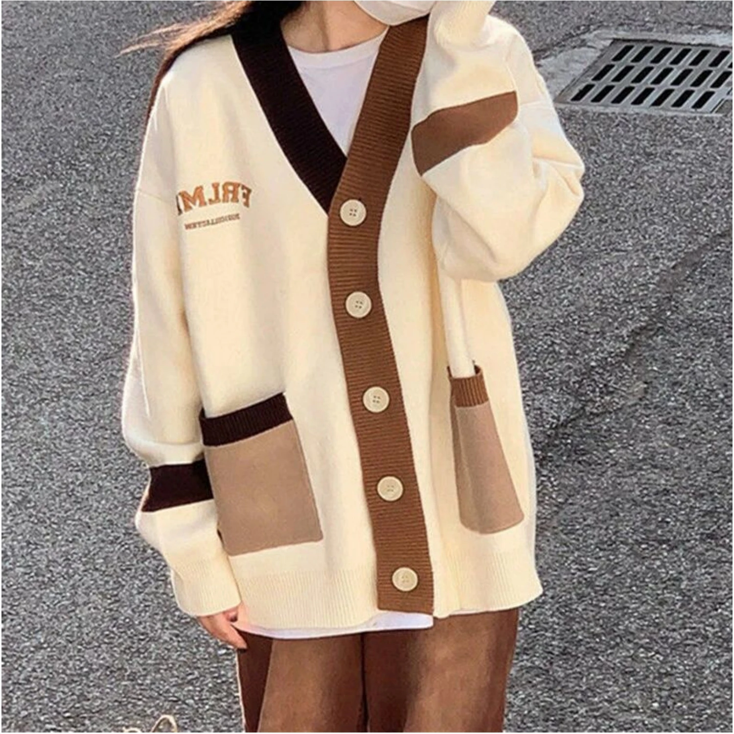 Casual Button Coat for Women, Loush Colour, Single Color Women's Clothing, Pocket Sweaters, Cute Caregan, autumn winter fashion