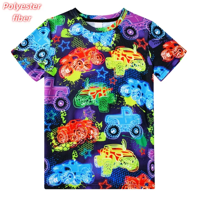 3D Print Car Dinosaur T-Shirt For Men Horse Pizza Pattern Tees Summer Street Casual Short Sleeve Tops Loose Round Neck T Shirts