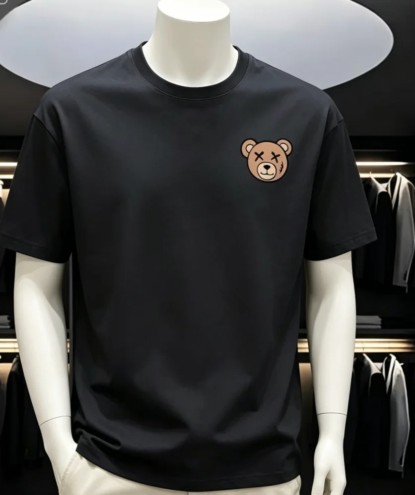 Little Bear Trendy Vintage New Fashion Men T-Shirt with Round Neck Short Sleeves Text Summer Round Neck Attire Social T-Shirts