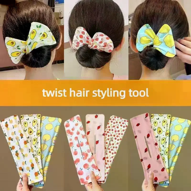 1Pcs Adjustable Headband Hair Clip Cute Hair Straightener Bow Twist Clip Hair Straightener Meatball Headband Accessory