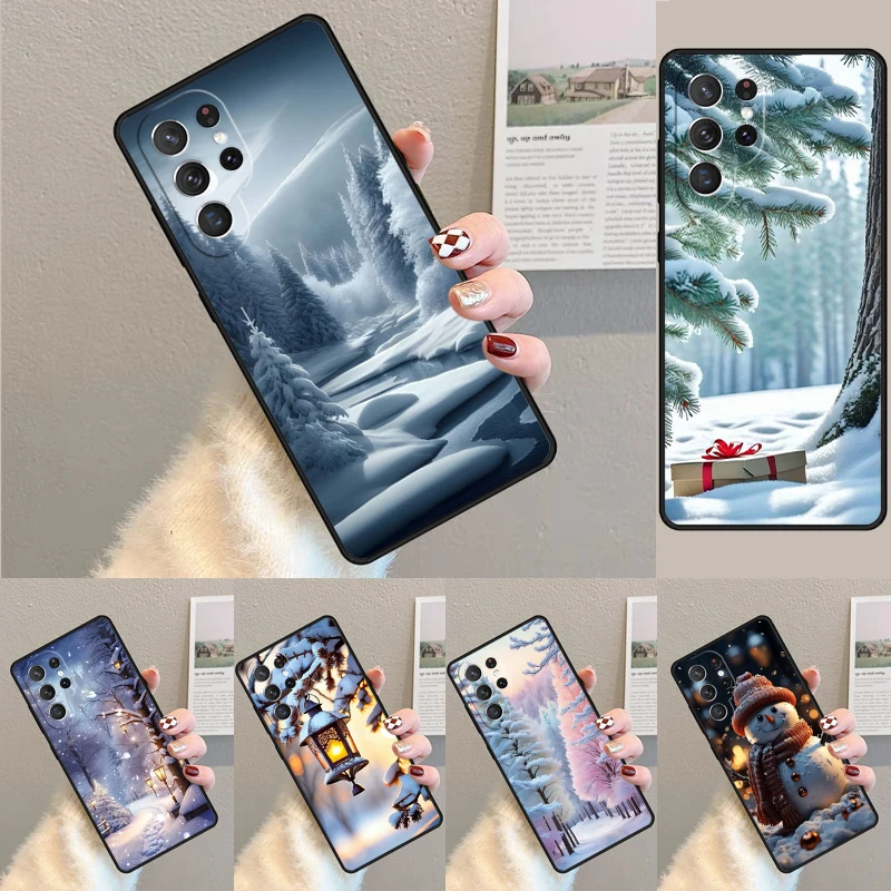 Capa de Silicone para Celular com Design de Paisagem Inverno e Neve para Samsung Galaxy Note 10 Pro S26 S25 S24 S23 S22 S21 Plus S25 Ultra