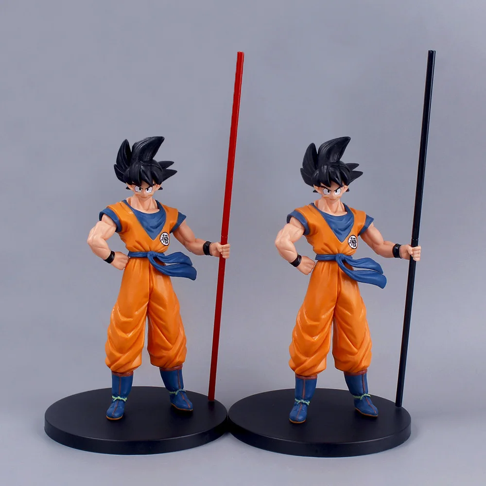 23cm Dragon Ball Z Anime Son Goku with Stick Standing Ver. Cartoon Decoration Toy Kids Gift Brinquedos