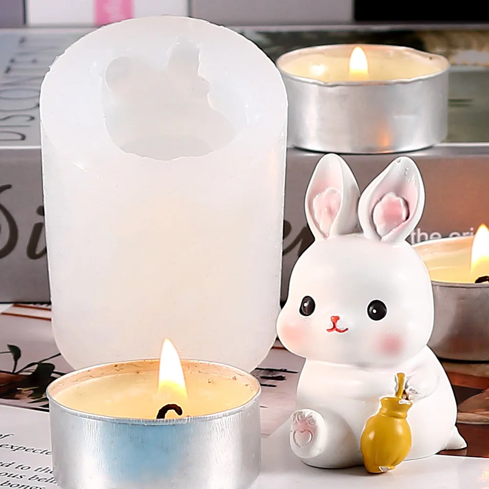 

Rabbit Shape Fondant Silicone Mold DIY Scented Candle Handmade Soap Resin Plaster Mold Birthday Cake Decoration Room Ornament