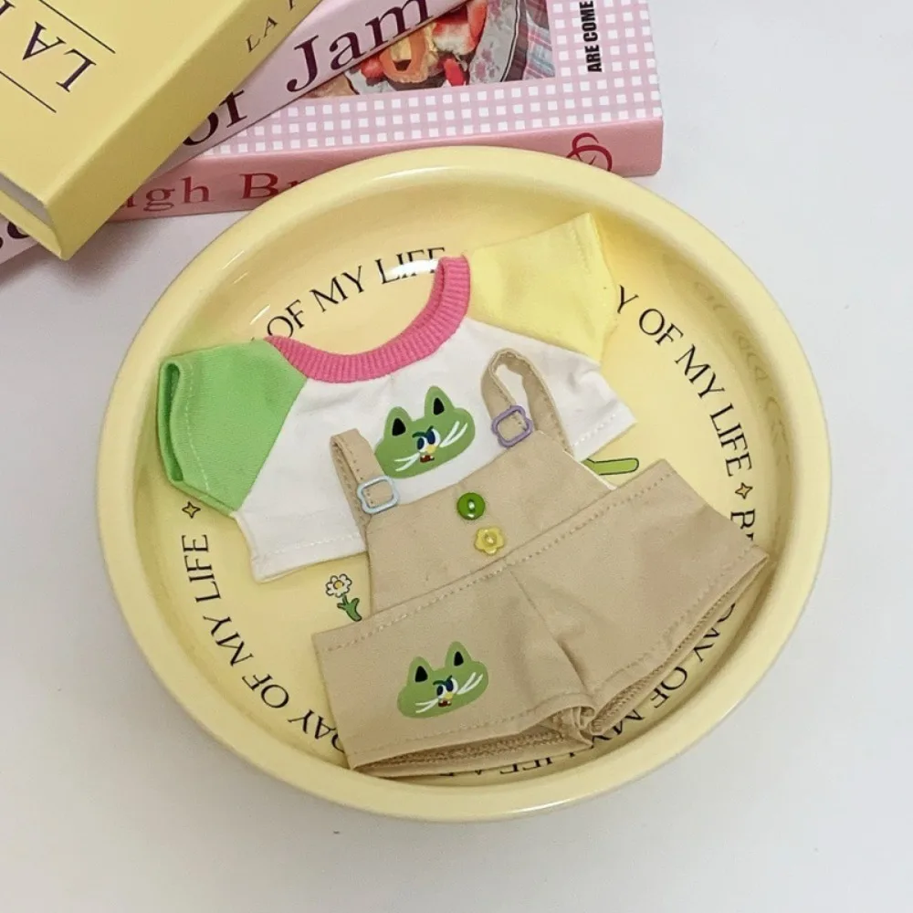 

1 set Strap Pants Set 10/20cm Cotton Clothes Outfit Cartoon Pattern 20cm Cotton 's Clothes Mini Cute 10cm Clothes Gift