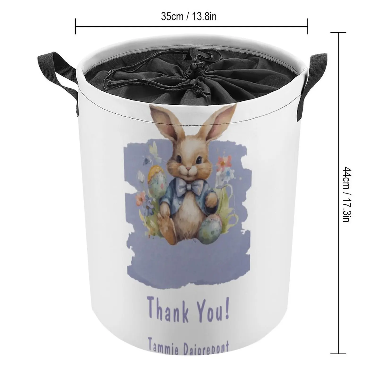 Purple Tan Easter Bunny Baby Shower Thank You Tie Up Your Dirty Pocket Funny Graphic Laundry Basket Lifting Hand Can Be Folded S