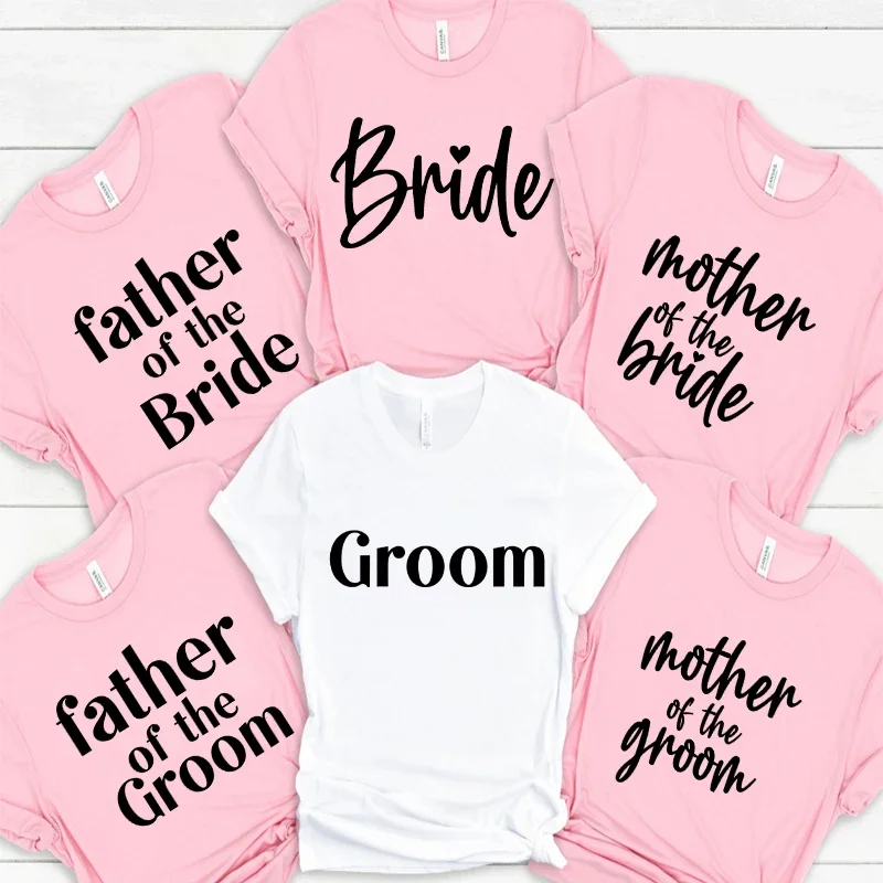 Party Family Squad T-Shirt Engagement Bridal Shower Matching Y2k Tops Bride & Groom Father Mother Fashion Unisex Tshirt