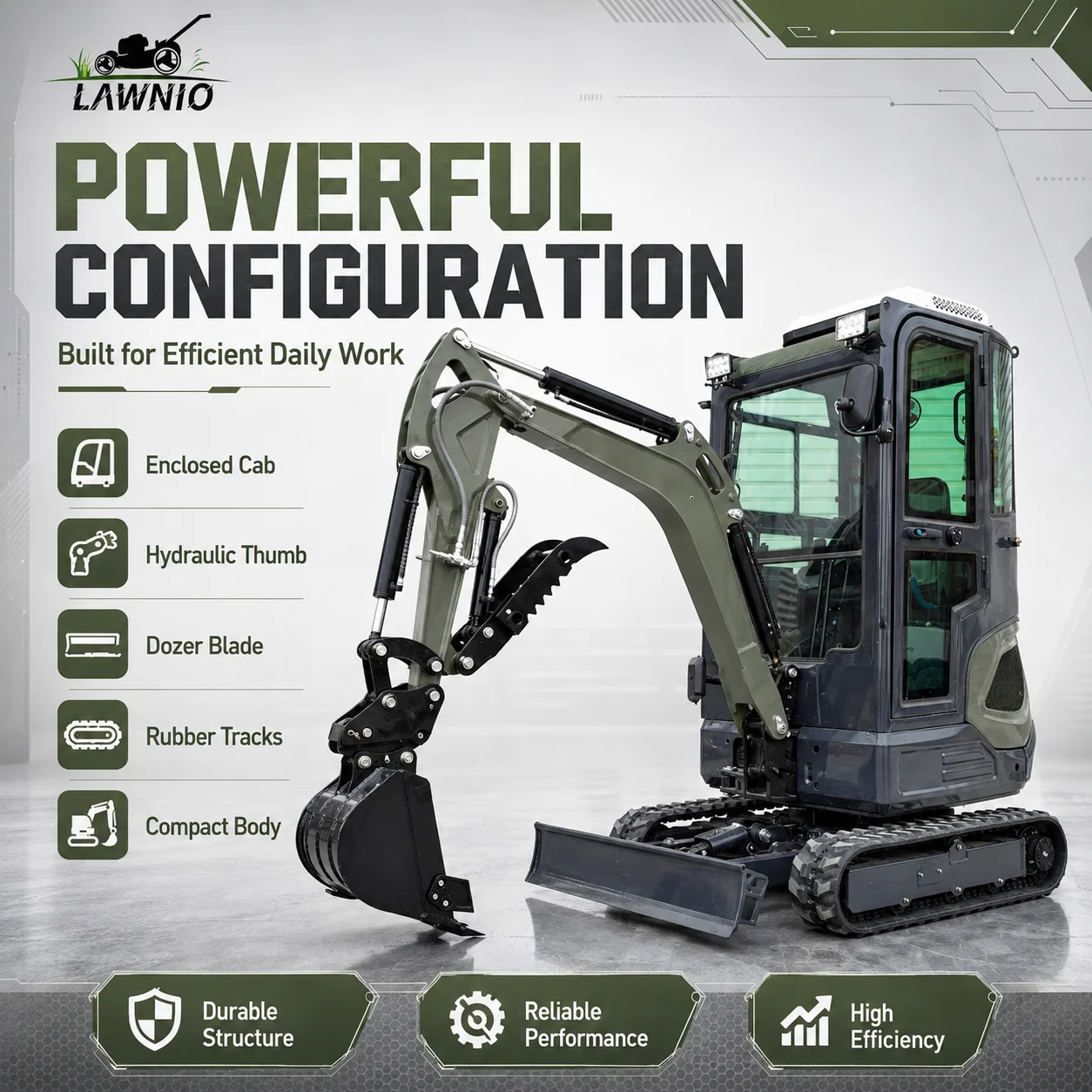 Compact Mini Excavator  25U 14.6kW Engine Pilot Control Rubber Track Narrow Space Work Small Site Mini Excavator