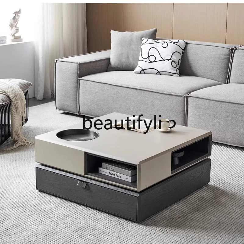 

Italian Minimalist Style Square Coffee Table for Home Living Room Oval Coffee Table Modern Simple
