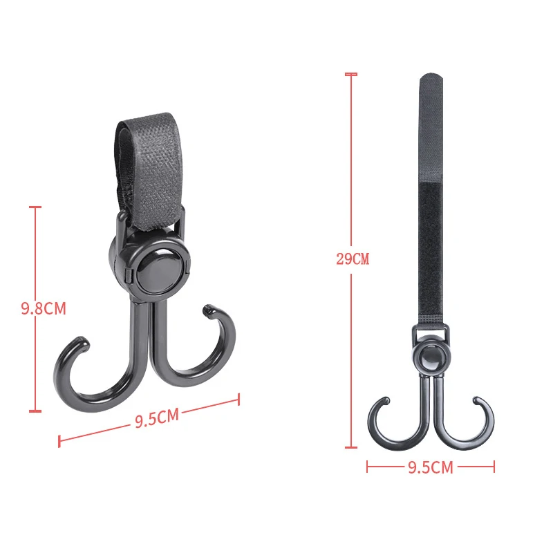 Multifunctional Portable Hook General Hook For Handlebar Baby Stroller Hanger Magic Tape Double Hook Cart Hanging Bag Hook