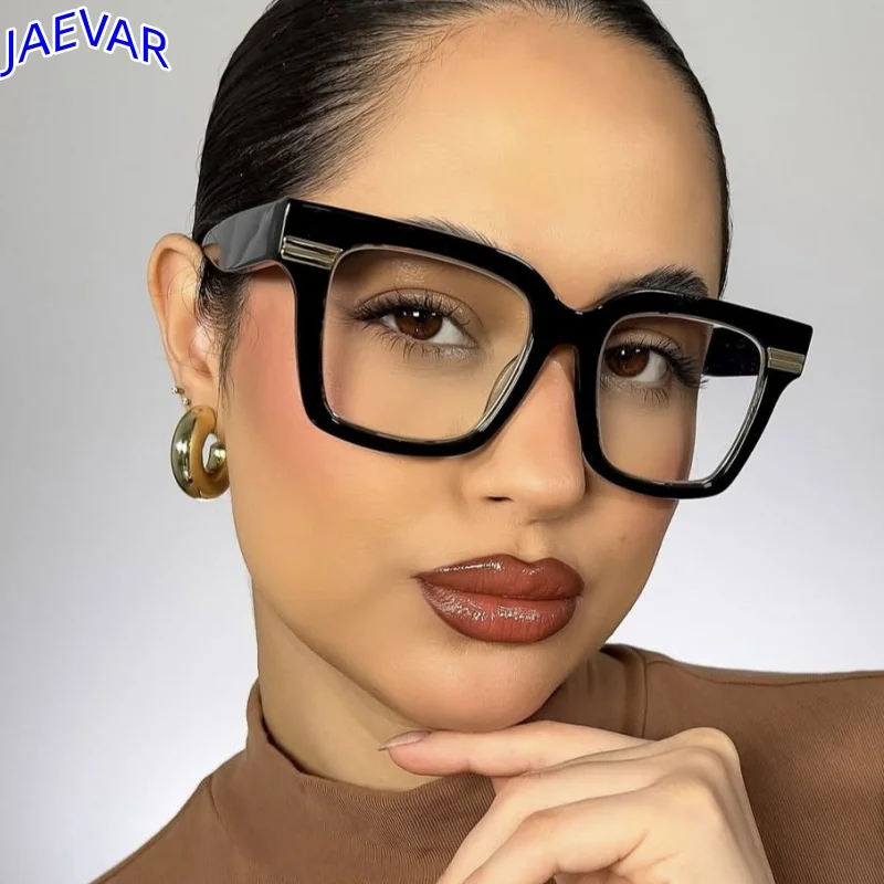 

JAEVAR New Square Large Frame Glasses Frame Retro Women's Glasses Frame Anti Blue Light Optical Prescription Frame 9940