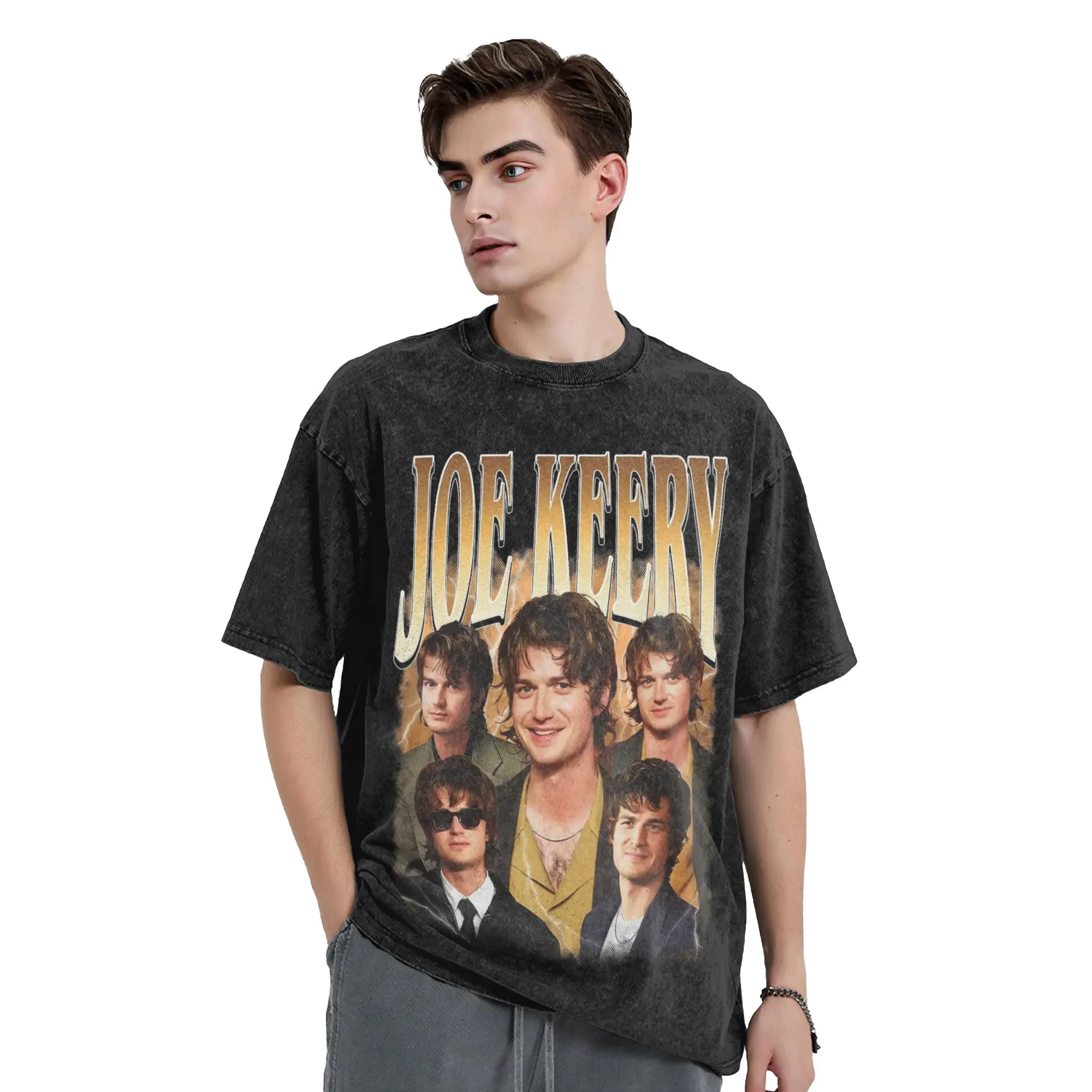 Washed T Shirts Vintage Joe Keery Bootleg Hip Hop Vintage T-Shirt Oversize  Streetwear Short Sleeve Summer Tops Tees Men Women