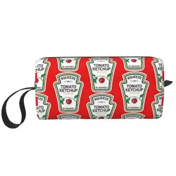 Divertente etichetta Ketchup borsa per il trucco organizzatore cosmetico Storage Dopp Kit borsa per cosmetici da toilette per le donne astuccio da viaggio di bellezza