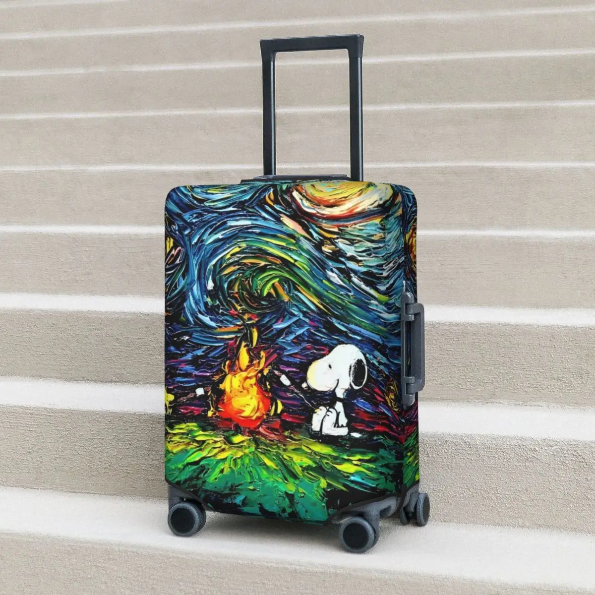 

Snoopy Starry Night Pop Art Suitcase Cover Practical Business Protection Luggage Accesories Holiday